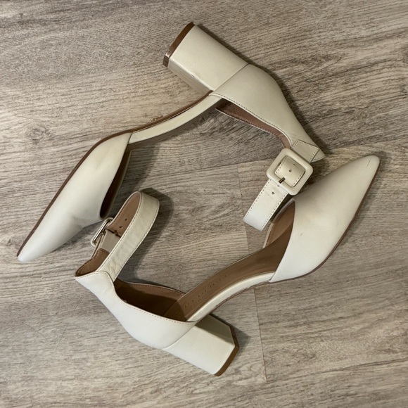 Kurt Geiger London Burlington Leather In Bone Block Heel Shoes 38.5 WORN ONCE - Picture 7 of 12